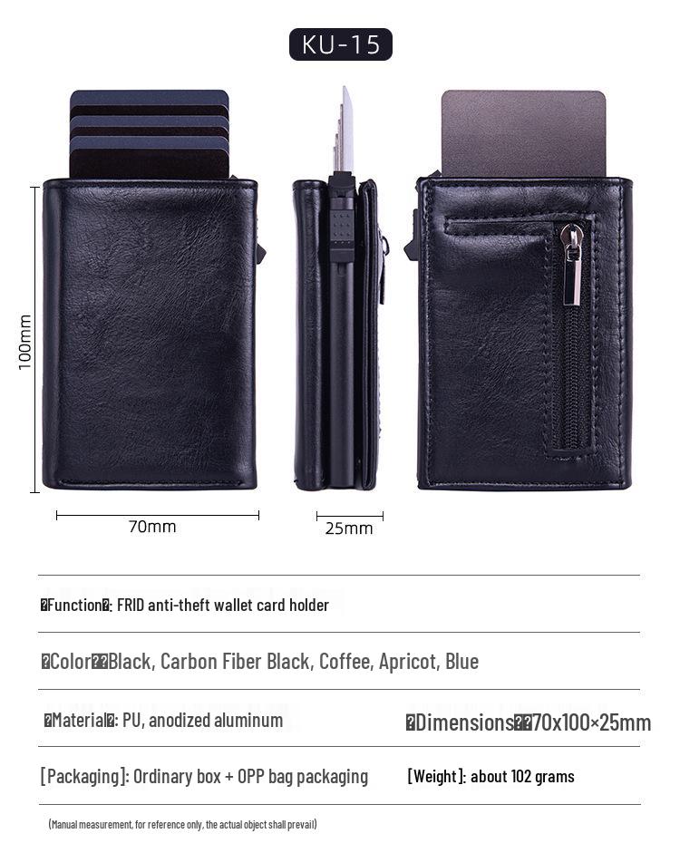 Men's RFID Aluminum Pop-Up Card Holder Wallet with Multi-Card Slots