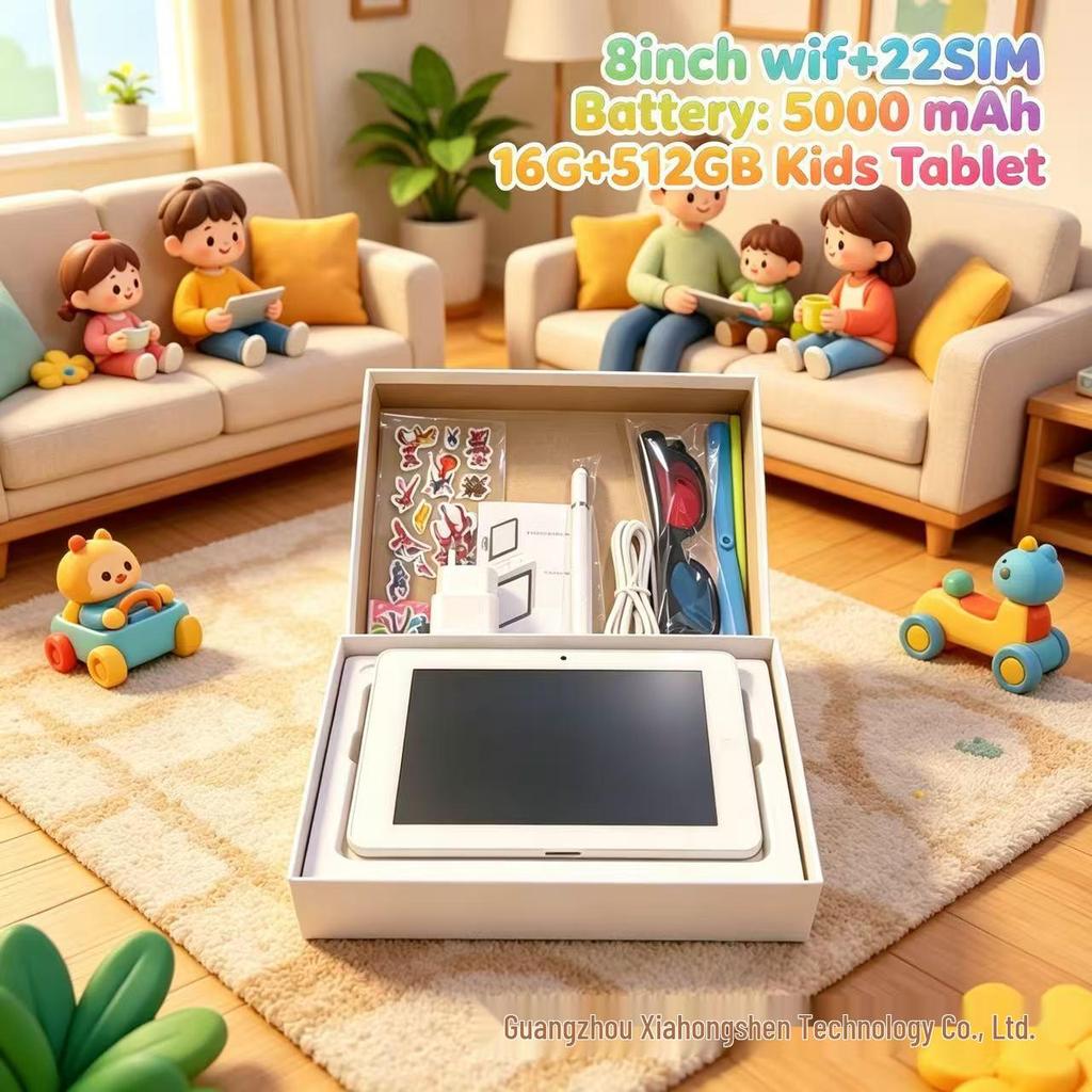 7-inch Android 14 Kids Tablet, 4+64GB, WiFi, Drop-Proof, with Games