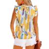 Women's sleeveless round neck colorful printed chiffon shirt