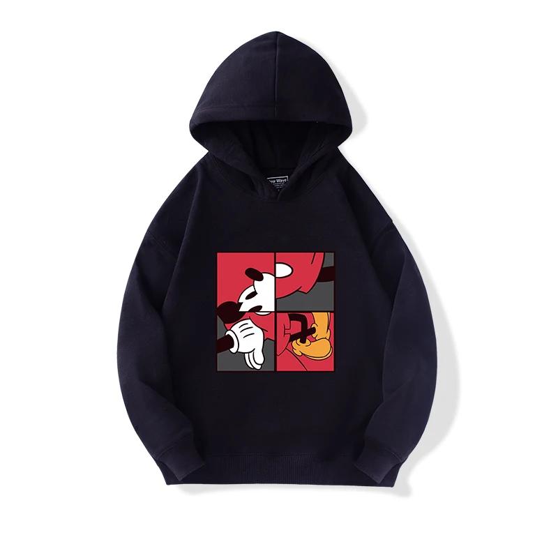 Disney Cartoon Cute Mickey Print Boy and Girl Casual Hoodie Autumn and Winter Outdoor Fashion Warm Children's Jumper Top