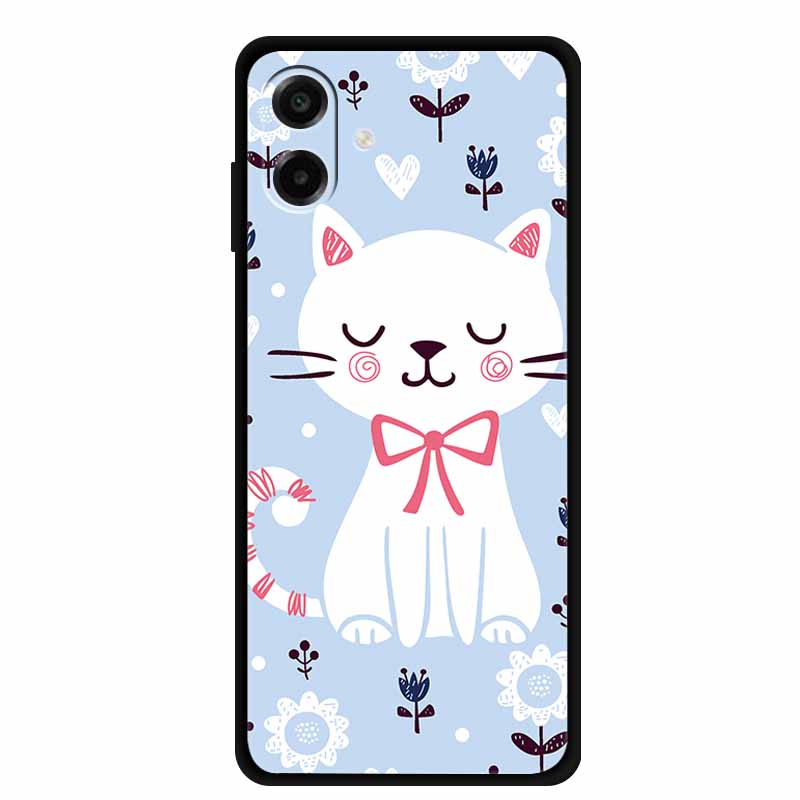 3D Silicone Case For Samsung Galaxy A07 4G Case Relief Emboss Flowers Black Soft Back Cover Coques For Samsung Galaxy A17 Cases