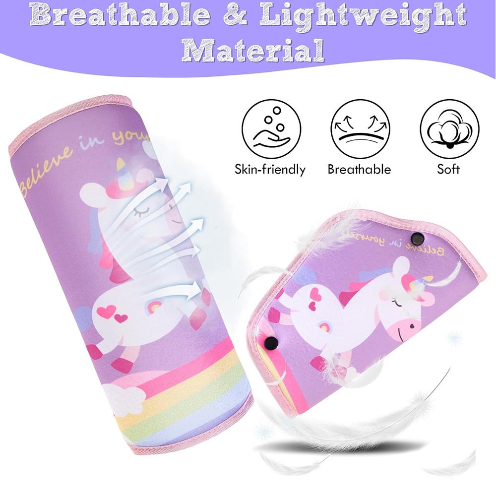 1 Set Unicorn Seat Belt Cover Seatbelt Adjuster & Pillow For Kids