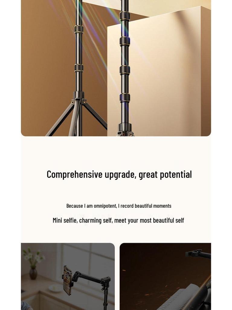 2026 Multi-functional Phone Holder Floor Tripod for Live Streaming and Outdoor Top-down Shooting