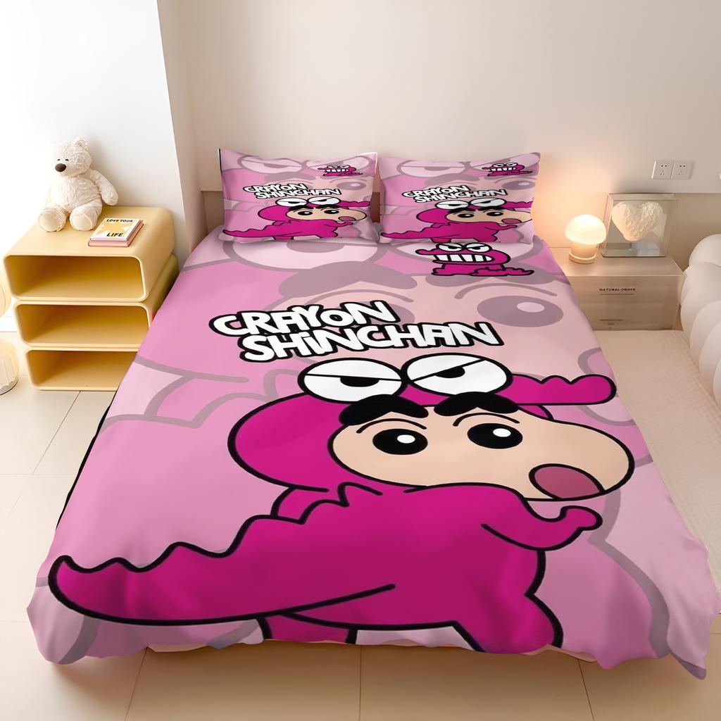 Crayon Shin-Chan 3-Piece Children'S Bedroom Set - Duvet Cover & Co-Branded Mattress Bedding With Printed Design For Kids Home
