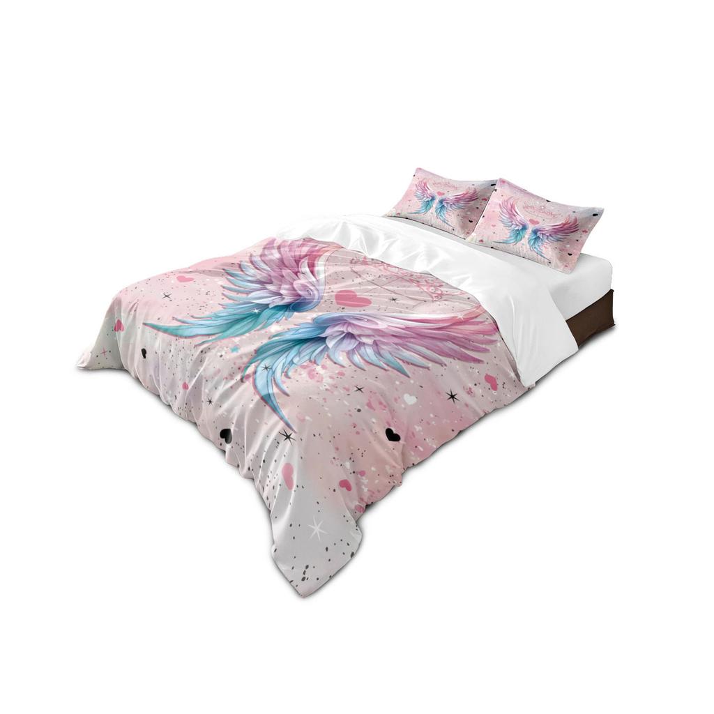 Bedding Three-Piece Wing 3D Printing Pillowcase Quilt Cover Creative Home Textile Spot