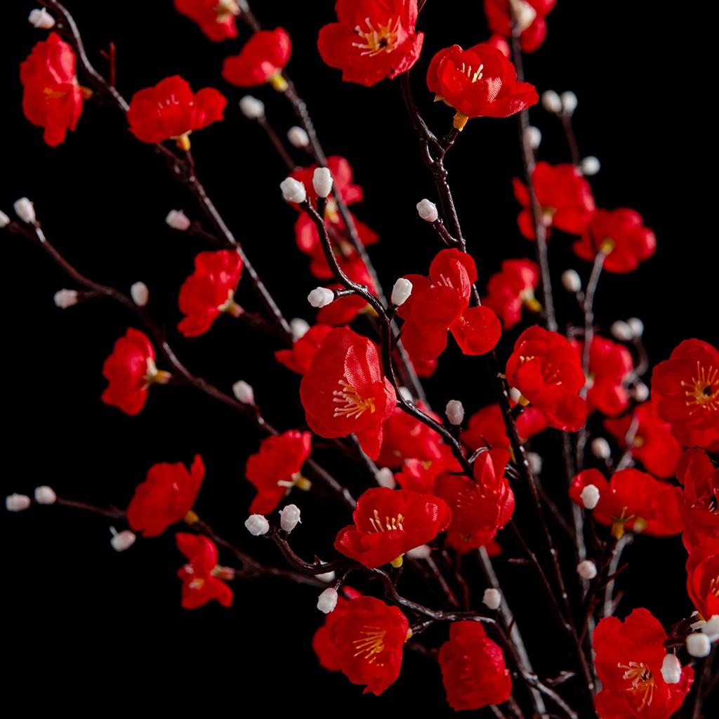 Artificial Flowers Silk Plum Blossom Peach Branch New Year Festival Home Vase Table Outdoor Garden Wedding Party Decor DIY Gifts