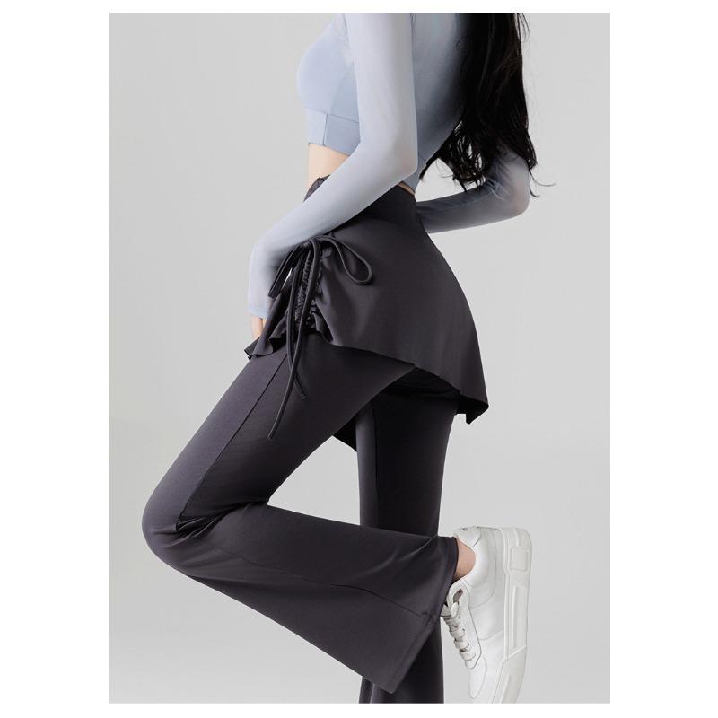 Women S Flared Pants Fake Two Piece Yoga Fitness High Waist Slim Leggings