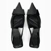 Fashion Luxury Designer Slingback Mules Heels Women Sexy Pointed Toe Patent Leather Thin Heeled Sandals Comfortable Elegant Office Shoes