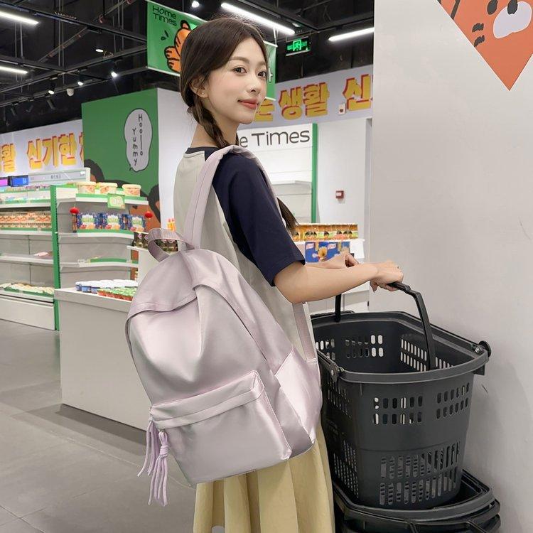 Schoolbag school bag solid color simple college student Japanese versatile backpack ins large capacity girl light backpack lazy wind