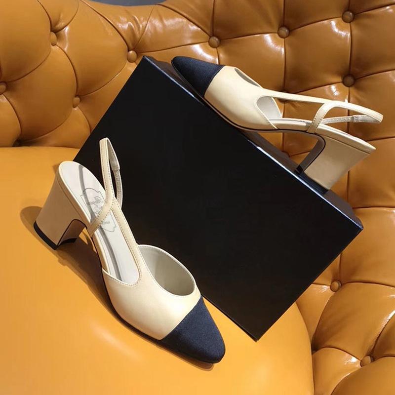 

2025 лето новые средний каблук сочетание цветов французский легкий рот толстый каблук туфли на высоком каблуке маленький ароматный стиль сумка голова сандалии одинарная обувь женская 40 абрикосовый