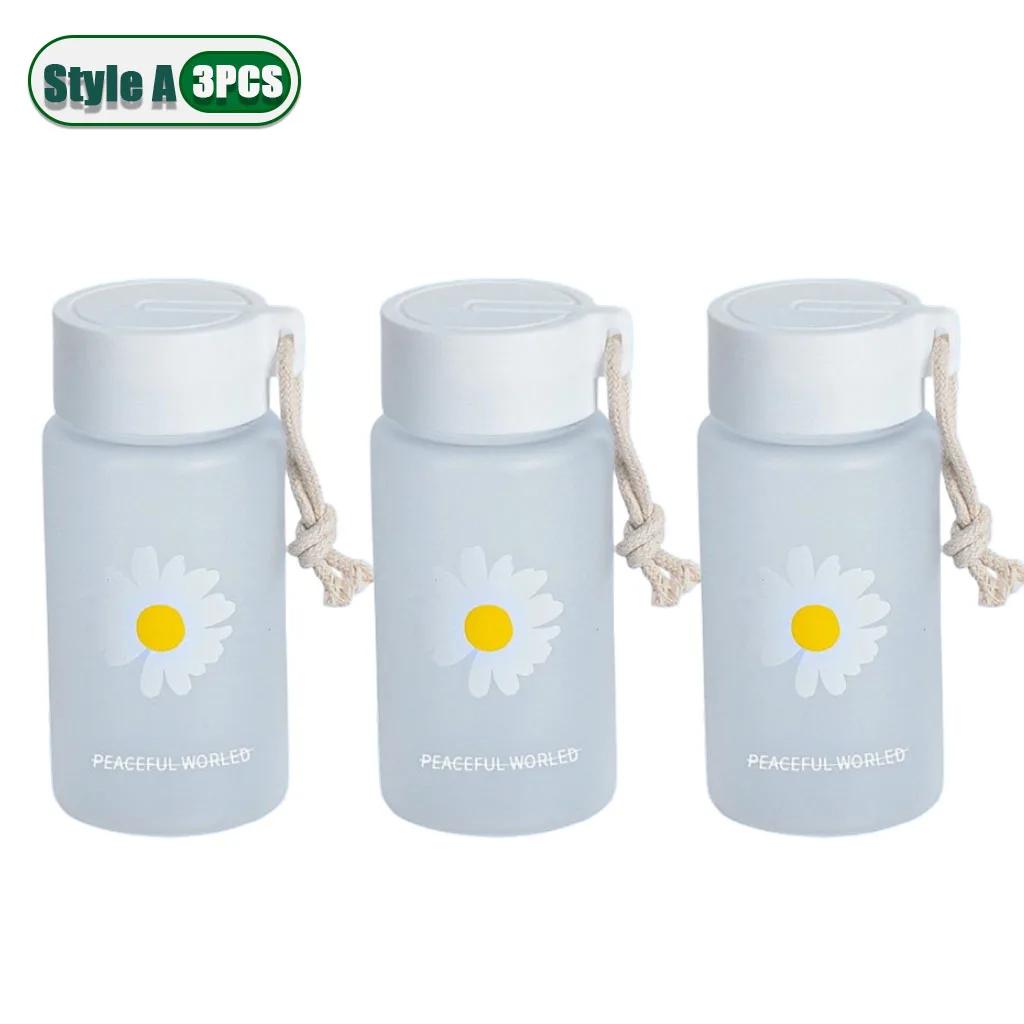 Small Daisy Frosted Plastic Mug Transparent Portable Travel Tea Cup BPA Free Cute Outdoor Girl Water Cup Children Water Bottle