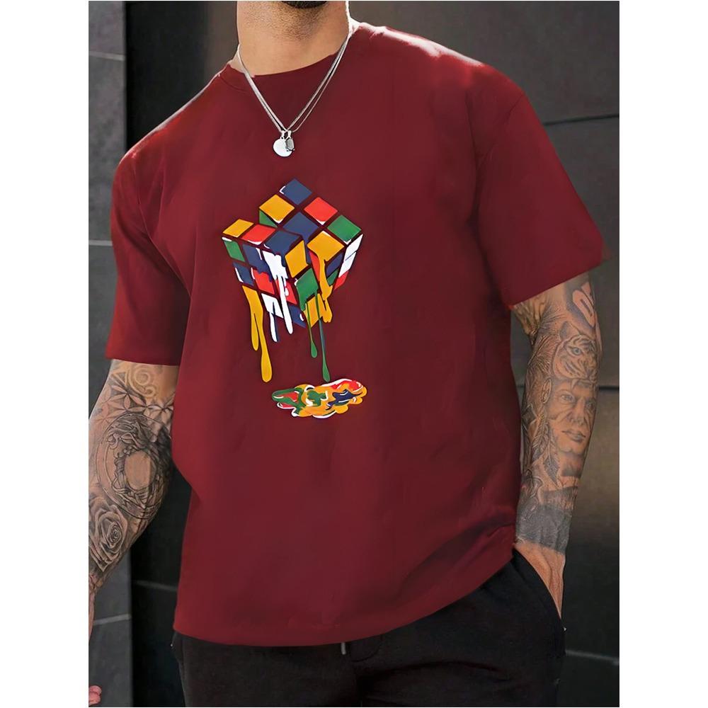 Santa Fitness Printed Men's T-shirt Fitness Sports Men's Short Sleeve Top Daily Running Workout Men's Crew Neck T-shirt