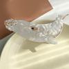 Stylish Acetate Hair Claw Clip Ocean Theme Hair Barrette Feature Marine Life Theme White Blue Ponytail Holder