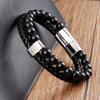 Anchor Black Leather Rope Cowhide Men's Natural Stone Leather Woven Bracelet Handmade Multilayer Leather Bracelet 2026