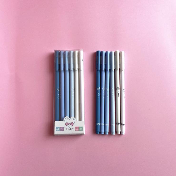 Morandi 6-Piece Neutral Pen Set - Student Stationery Exam Black Sign Pens