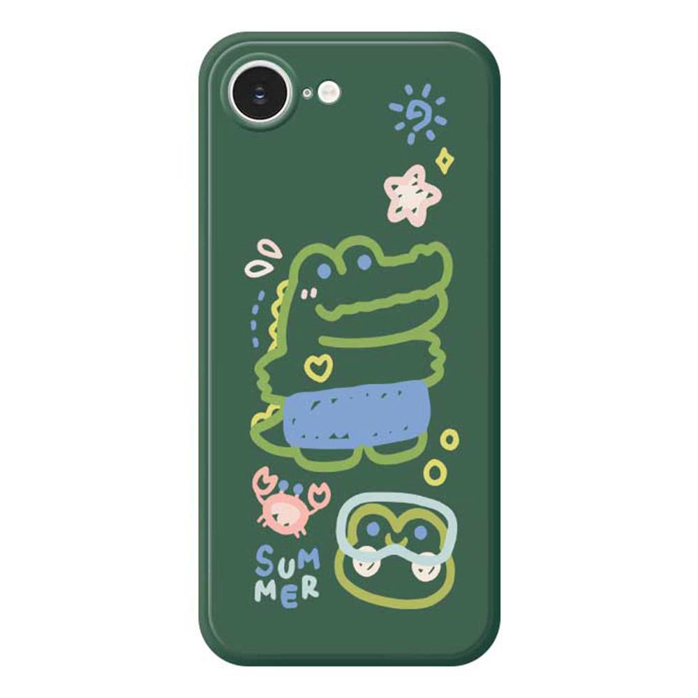 For iPhone 16e Case Frog Alligator Pattern Printing Straight Edge TPU Phone Back Cover