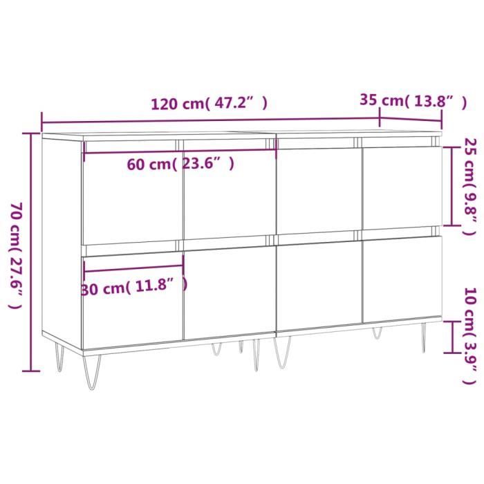 VidaXL Buffets 2 pcs blanc bois d'ingénierie 3190173