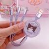 Cute Cartoon Kt Cat Melody Extendable Three-In-One Fast Charging Data Cable Suitable For Apple/Android/Huawei Type-C
