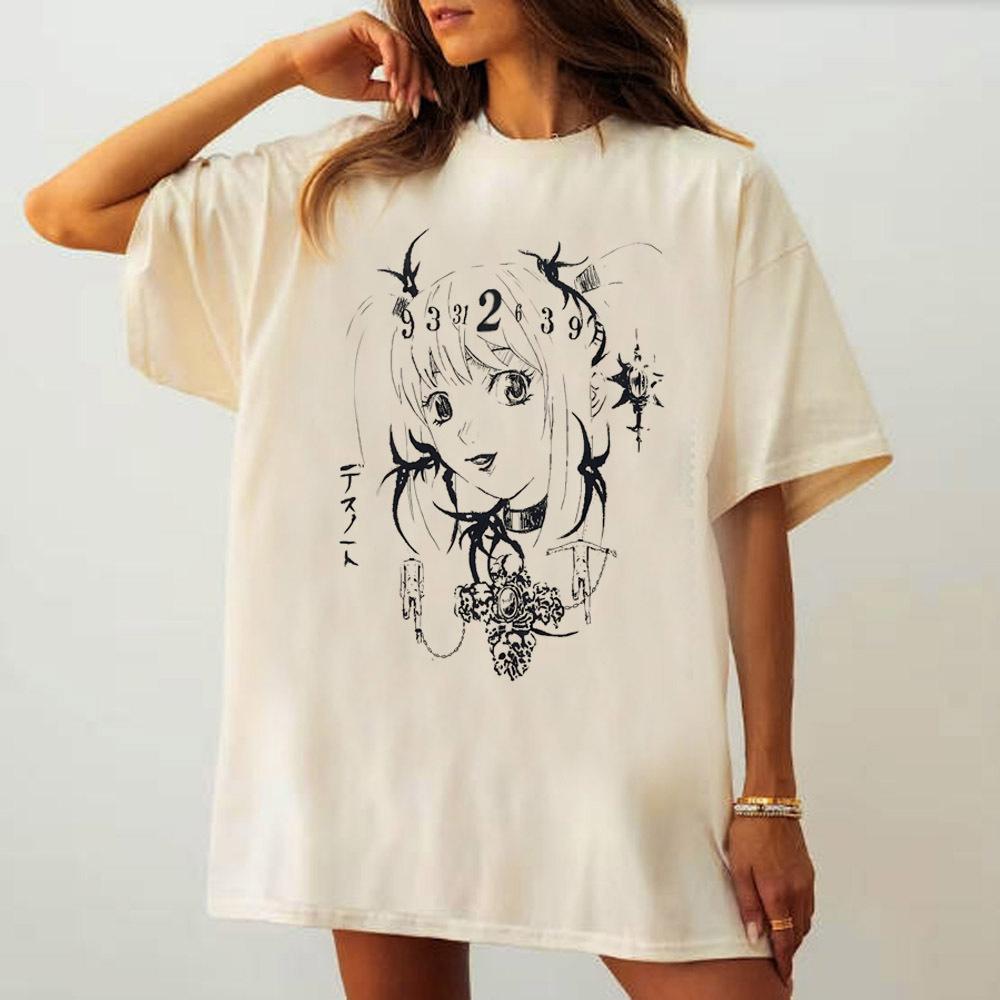 Death Note tshirt female Breathable Pastel anime 80s Pop Culture hip hop top tees Y2k Women 2000s Punk Trendy Pastel S