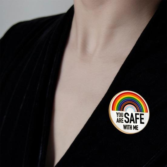 You Are Safe with Me-Anstecknadeln, Regenbogen-Emaille-Anstecknadeln mit inspirierendem Zitat, Farbblock-Brosche für Kleidung, Taschen, Rucksäcke, Jacken, Hüte