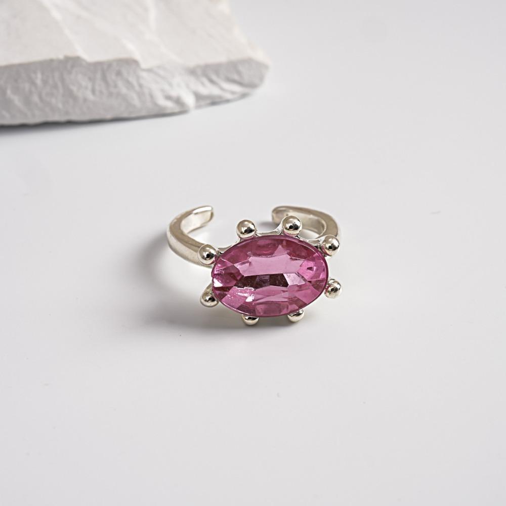 Adjustable Rhinestone Open Ring Colorful Knuckle Ring Trendy Y2K Stackable Ring Women Girls