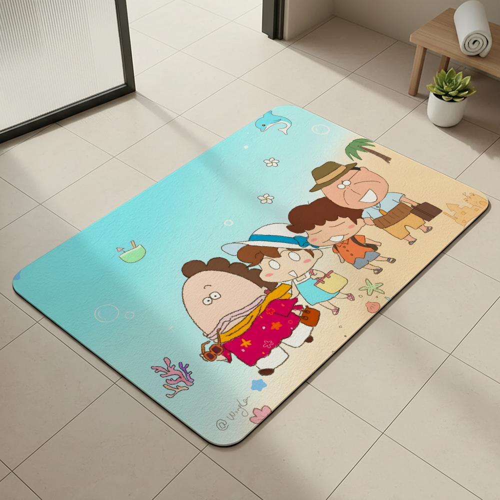 Anime A-Atashin'chi Floor Mat Diatomite Bath Mat, Quick Dry, Absorbent, Multi-Scene Mat
