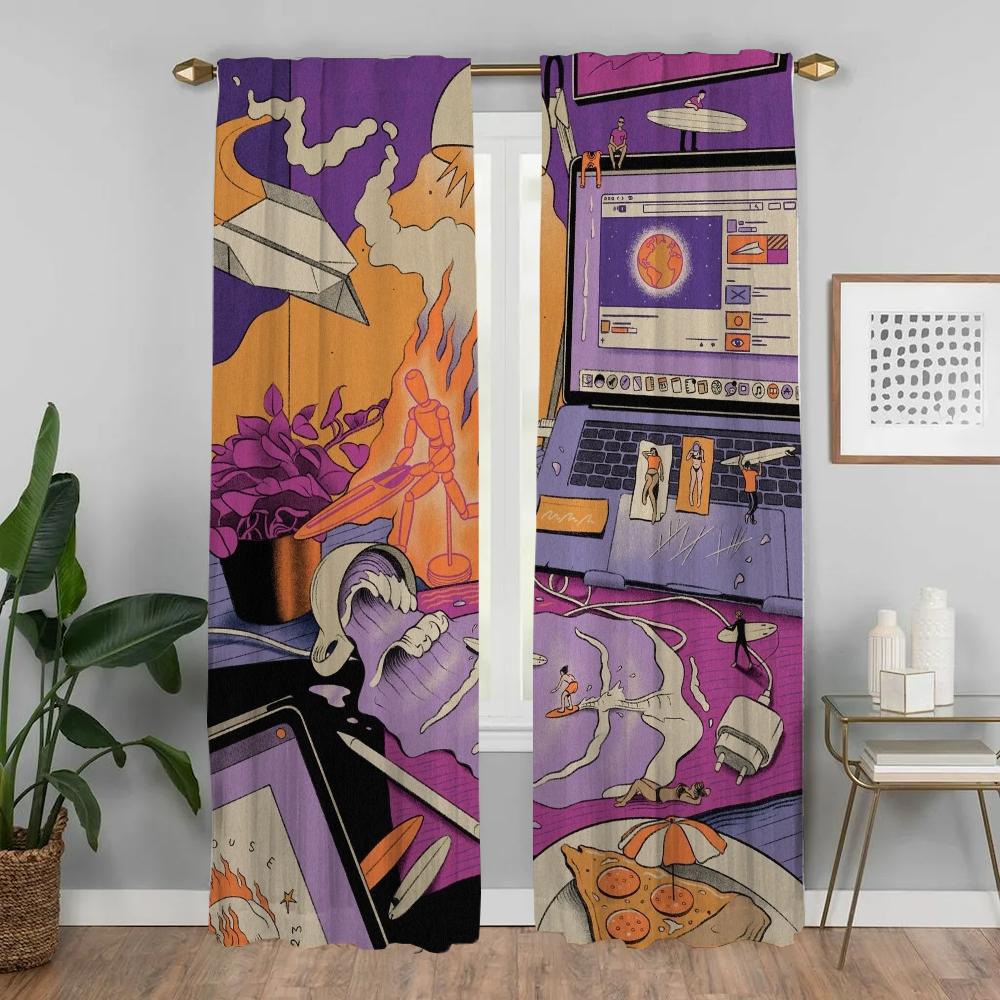Imagination Anti-mosquito Curtains 2 Pieces Partition Halloween Decoration Living Room Curtain Shades Curtains for Camera Child