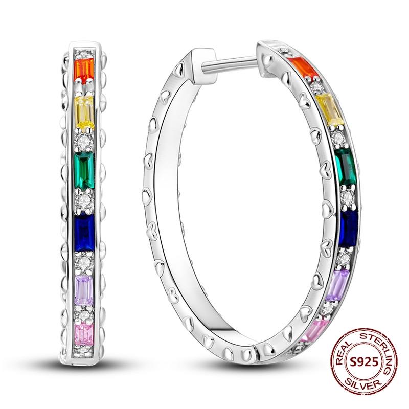 Purple Zircon Hoop Earrings 925 Silver U-shaped Liquid Metal Love Heart Fashion Earrings For Women Jewelry