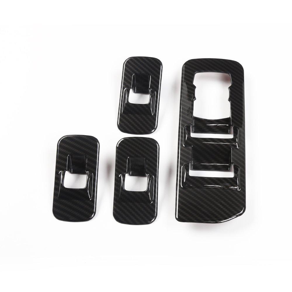 Voodonala Carbon Fiber Grain Window Lift Panel Switch Trims for Ford F150 2015-2020 Interior Decoration Accessories(Painted Carbon Fiber