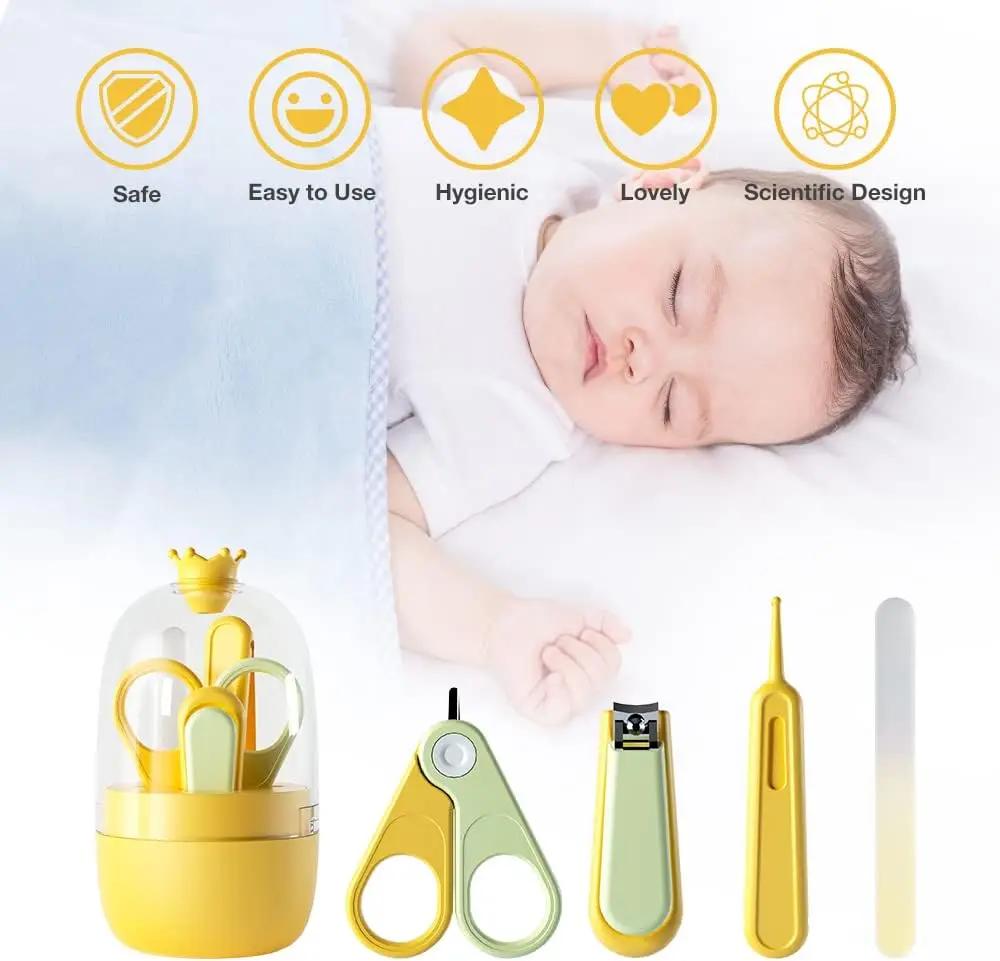 Baby Nail Kit, 4-in-1 Baby Nail Care Set with Cute Case, Baby Nail Clippers, Scissors, Nail File & Tweezers, Baby Manicure Kit