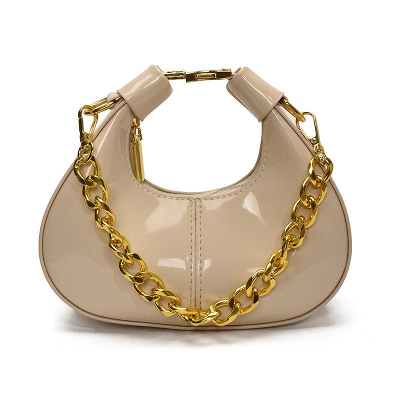 Bolsa mensageiro mini de corrente versátil e moderna de primavera e verão, bolsa crescente portátil de nicho sofisticado para mulheres