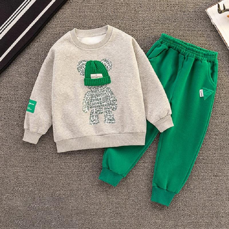 Boys and Girls Clothing Set Children Hooded Outerwear Tops Pants Two Pcs Outfits Kids Teenage Costume Suit Spring Autumn