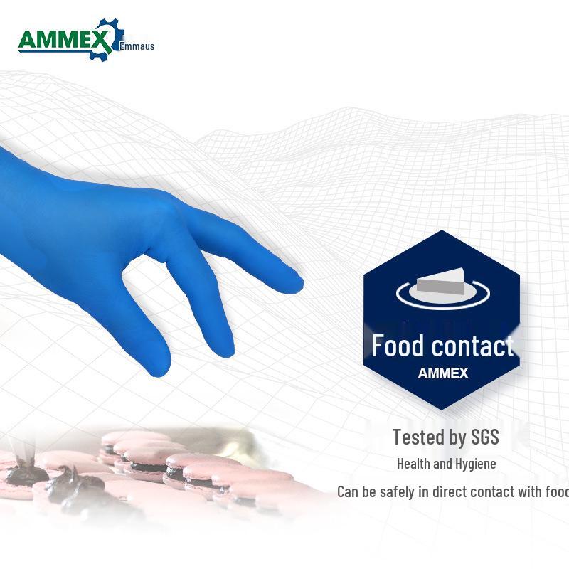 Spot Amas Nitrile Disposable Gloves: Durable, Thickened for Food, Catering, Industrial Protection, and Experiments.