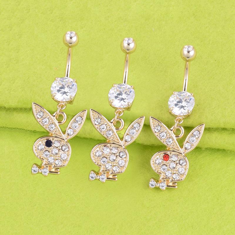 RUI RUI YU Modischer Bauchnabelpiercing mit vergoldetem Kaninchen-Stein und Diamanten
