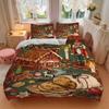 3pcs Christmas Gingerbread House Bedding Set with One Quilt Cover and Two Pillowcases (No Core) - Festive Decorative Duvet Cover Set for Bedroom and G