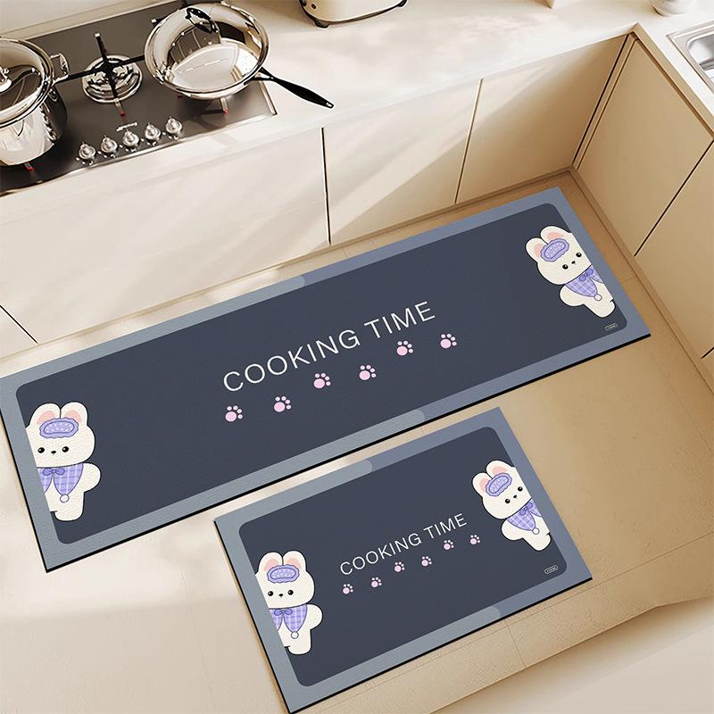 Mata podłogowa do kuchni z ziemi okrzemkowej, kreskówkowa, urocza, odporna na zabrudzenia, antypoślizgowa, domowa, szybkoschnąca mata pod stopy, zestaw dwuczęściowy, mata podłogowa chłonna wodę