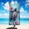 Personalisierbares Meeresschildkröten Strandtuch Mikrofaserhandtuch Schnelltrocknend Super Saugfähig Anti-Sand Hibiskusmuster Für Strandtuch