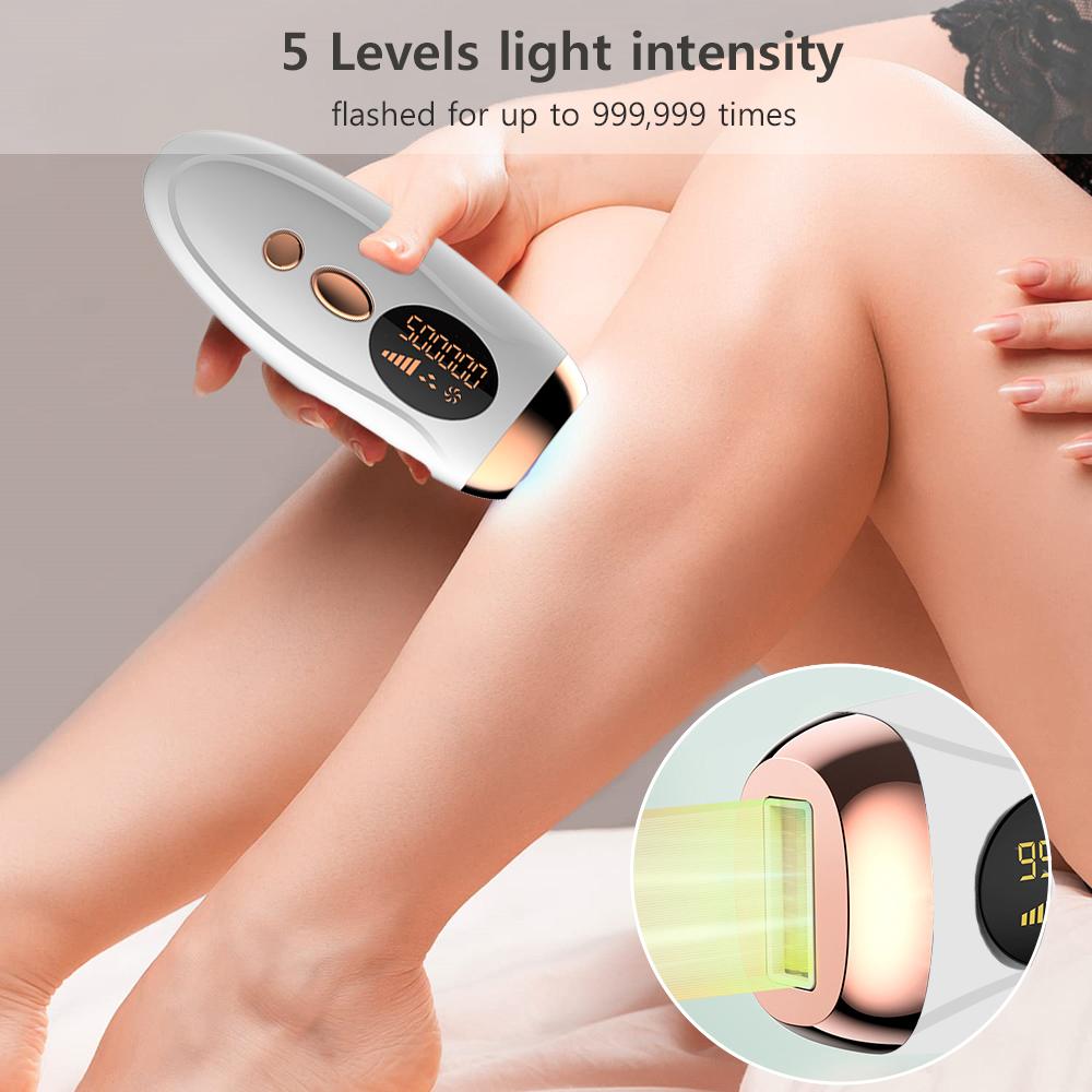 HOMZY Portable IPL Laser Epilator 999999 Flashes - Painless, Permanent Hair Removal for Women’s Body and Bikini Line