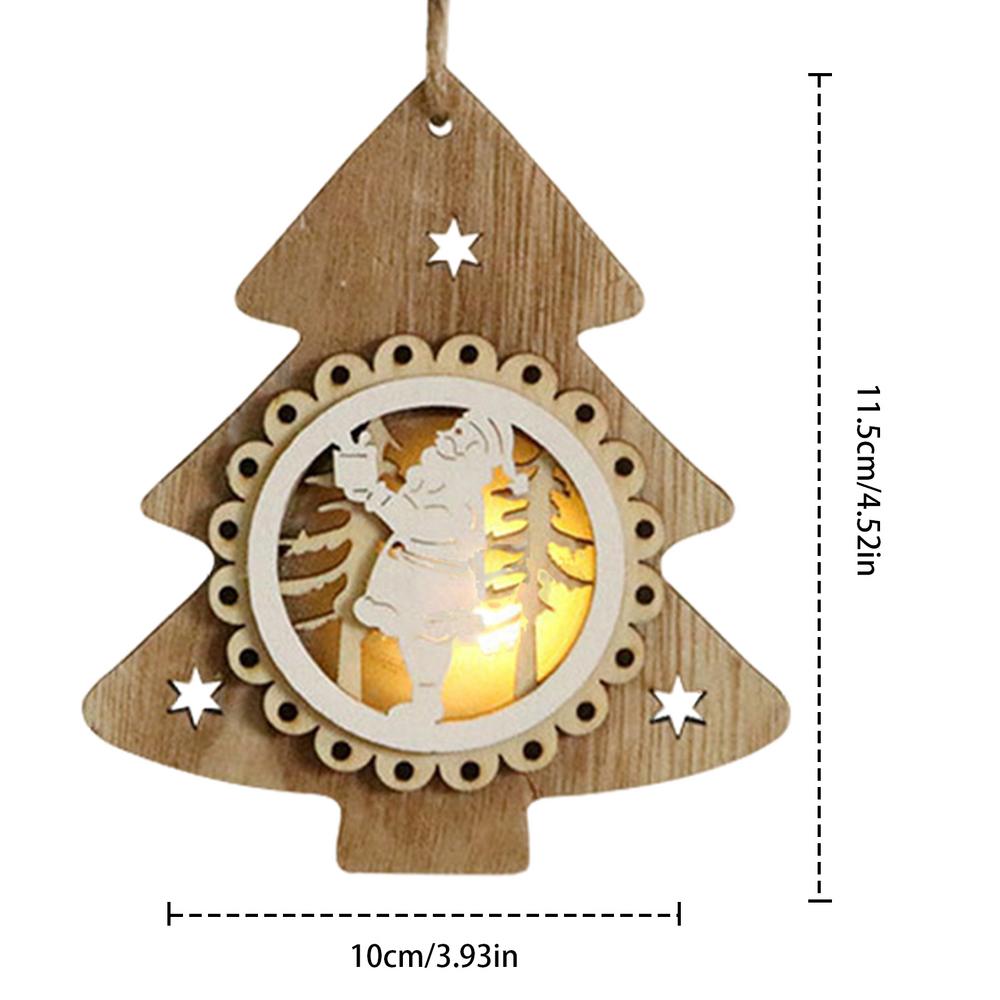 Christmas LED Light Wooden Ornament Christmas Tree Decoration For Home Party New Year Kids Gifts