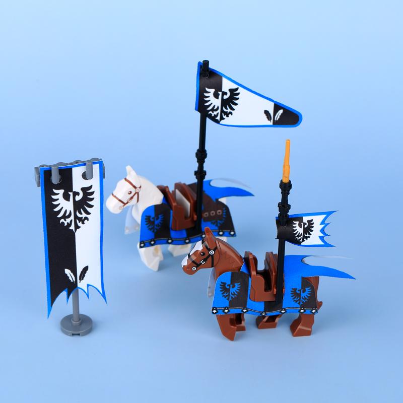 MOC Medieval Military Castle Weapon Roman Knight Helmet Shield Accessories Building Blocks Green Dragon Lion Crusader Bricks Toy