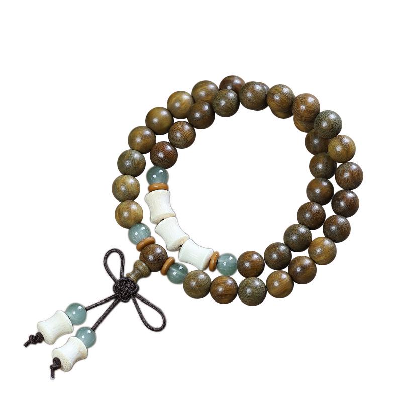 Chinese Green Sandalwood & Jade Multi-Circle Women's Light Purple Bead Bracelet
