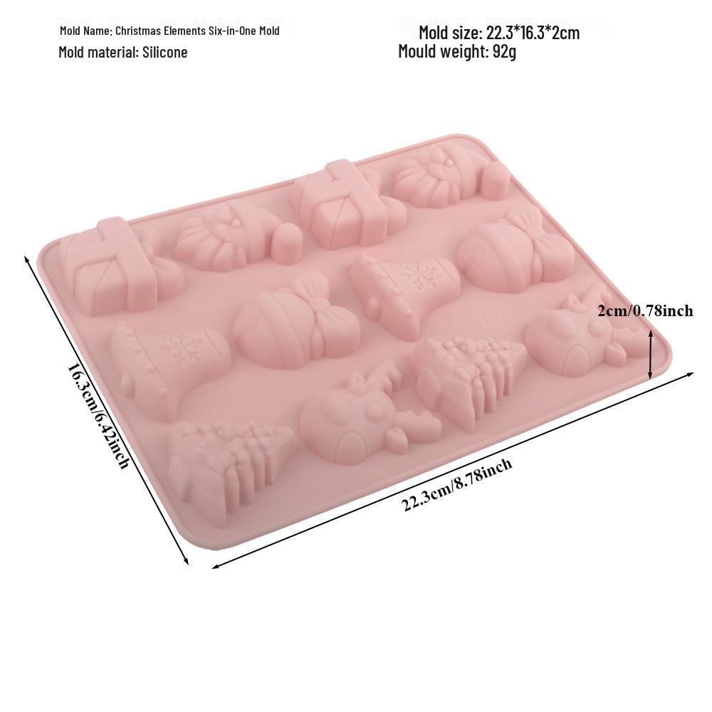 Shenhong Christmas Silicone Mold: 6-Cavity Tree & Santa Decorations for Mousse Cake and Chocolate Baking