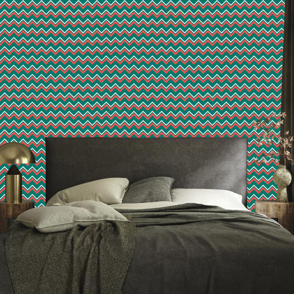 Sea Zigzag and Brown Wallpaper for Living Room and Bedroom 50x1000