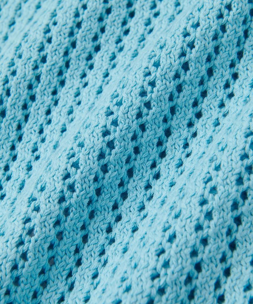Le Mad Scallop Half-Open 4-Button Half Knit - Light Blue