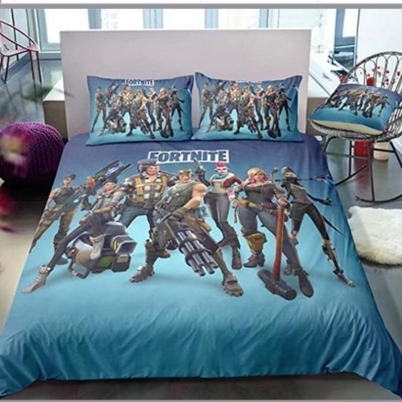 Ensemble de literie Fortnite Housse de couette Taie d'oreiller Décoration dessin animé de jeu Couvre-lit Housse de couette de chambre Ensemble de literie Cadeau de Noël pour enfants