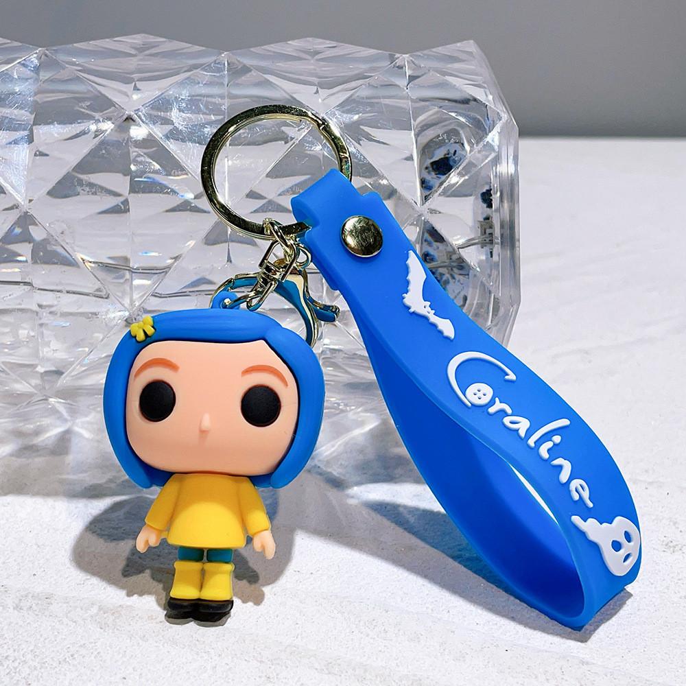 Vibrant Silicone Coraline Keychain Cute American Style Cartoon Character Gift