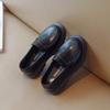 Britain Style Children's Leather Shoes for Boys Spring New Girls Retro Black Single Shoes Soft Moccasin Shoes for Children