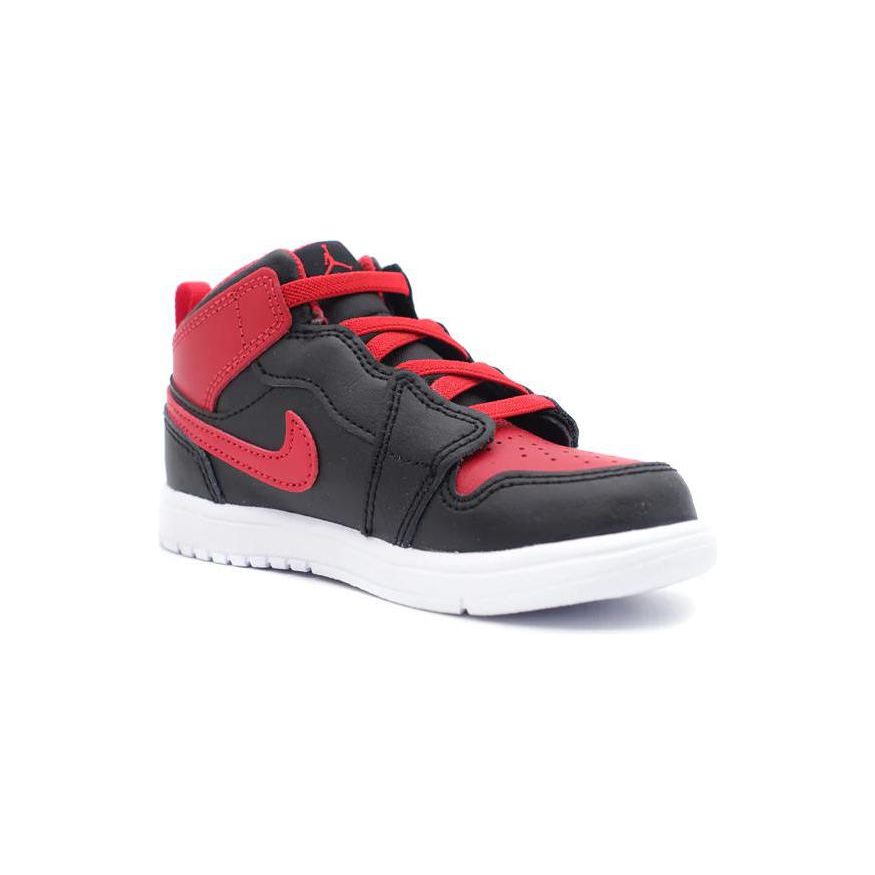 Jordan Air  1 Mid Alt "Bred Toe" Slip Resistant Durable Mid Top Baby Shoes Baby shoes Black AR6352-060