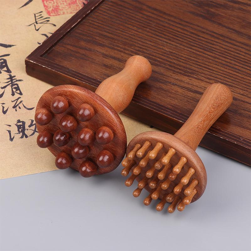 Trähandhållen Massageborste Trä Meridian Gua Sha Slimmande Borste Massager Mage Hela Kroppen Massagekam Akupressurborste