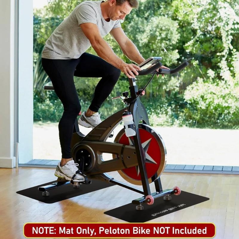 2Pcs Thick Gym Equipment Mat Floor Protector Exercise Bike Trainer Mat Nonslip Elliptically Treadmill Pad Easy to Use